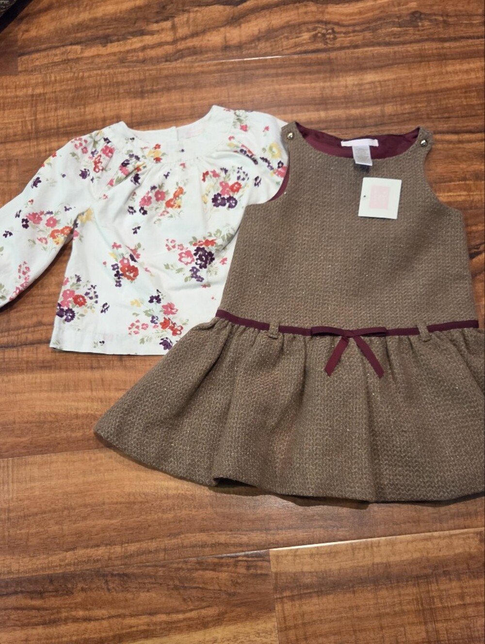 Janie and Jack NWT/EUC 18-24 Months Floral Blouse and Tweed Jumper